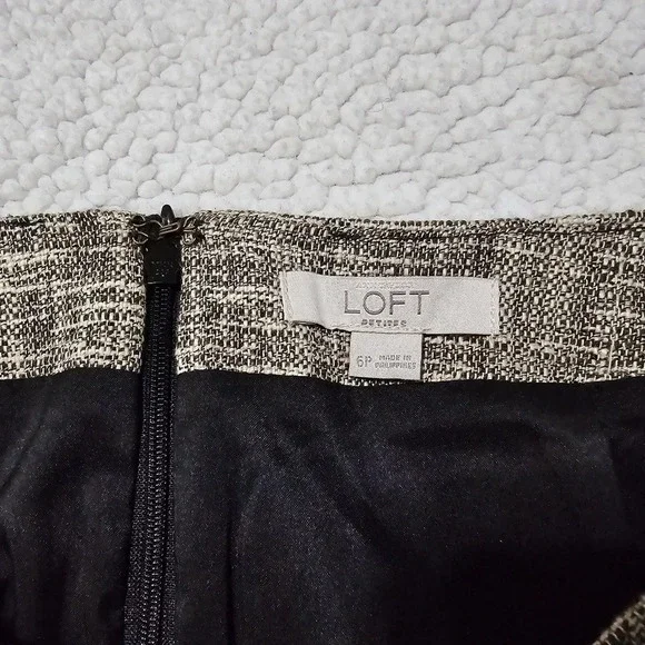 ✨️4/$20. Anne Taylor LOFT Nwot Petite A Line Skirt Lined Tweed Beige Black Women - Picture 8 of 13